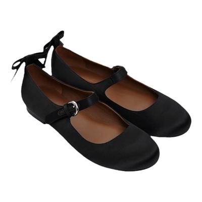 SHUSHU/TONG圆头平底玛丽珍鞋