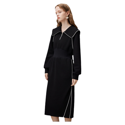 dfvc黑色休闲卫衣裙女2026新款