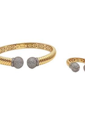 UMI家·轻珠宝/S925银镀k金陨石球螺旋纹戒指手镯小众设计高级感