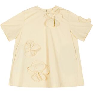 江南布衣童装棉弹力府绸中长款H型短袖连衣裙女童儿童jnbybyjnby