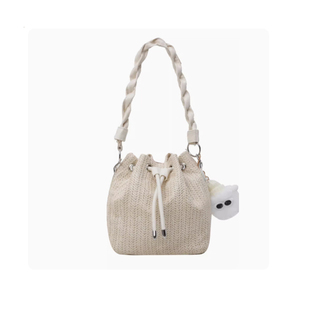 草编编织包包女2024新款小众设计夏季斜挎包海边度假沙滩包水桶包