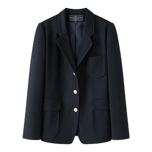 藤川中jk黑色西装外套春秋原创学院风西服套装校供感格纹百褶短裙