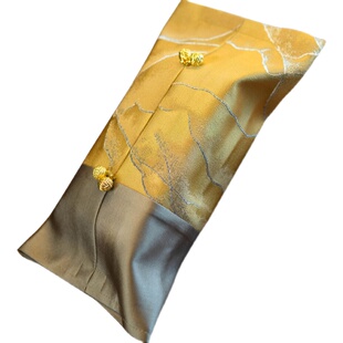 国潮风中式金色观山刺绣创意客厅家用抽纸盒原创古典设计餐巾纸盒