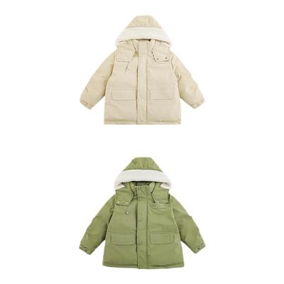 幼悠男童2025新中长款毛绒连帽棉服冬季加厚保暖时尚百搭儿童外套