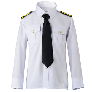 中国小机长儿童制服白衬衫套装小孩空少飞行员航空服男童空乘礼服