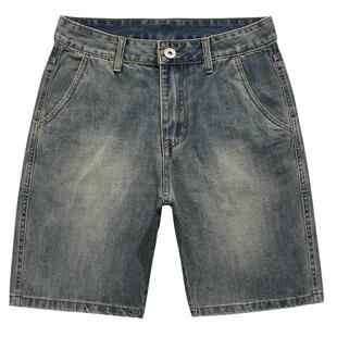 夏季薄款休闲宽松直筒弹力牛仔短裤男款复古夏天五分裤男士中裤潮