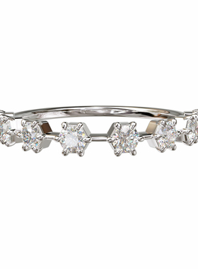 18K金六边形镶座圆形宝石排戒