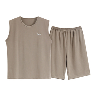 2026年新款莫代尔睡衣男士夏季无袖背心短裤休闲可外穿家居服套装