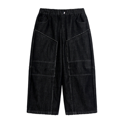 潮酷一体绒直筒防风直筒牛仔裤