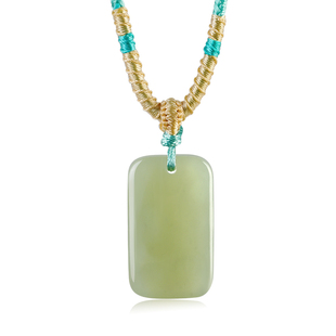 周大生官方天然和田玉无事牌吊坠正品高端男士项链生日礼物送男友