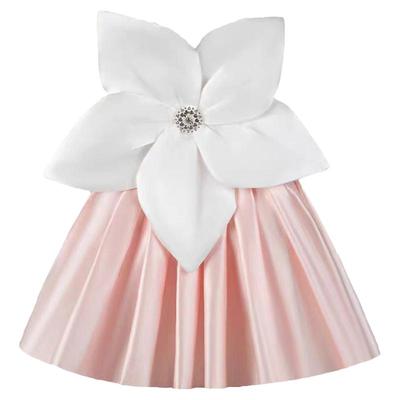 女宝粉色无袖缎面蓬蓬裙