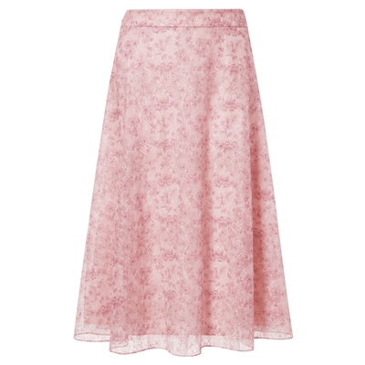 【柔雅新中式】La Koradior拉珂蒂女夏季蕾丝绣花淡红半身a字裙