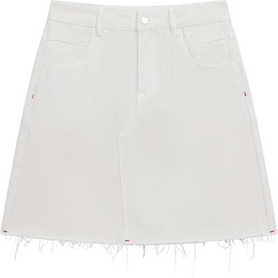 播白色牛仔短裙女商场同款2024新款高腰显瘦a字半身裙BDR2BD0929