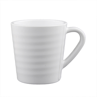 美日嘉宝密胺杯子带手柄白色咖啡杯塑料茶杯仿瓷水杯自助餐马克杯