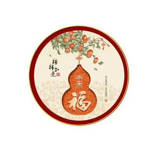 金福呈祥圆形挂画好寓意福字玄关装饰画入户墙正对门新年喜庆壁画