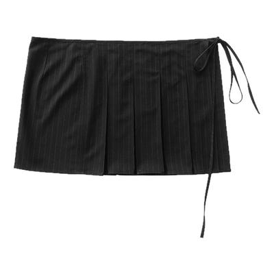 innomoood 西装百褶竖条纹系带搭片短裙叠穿百搭屁帘不含胸针