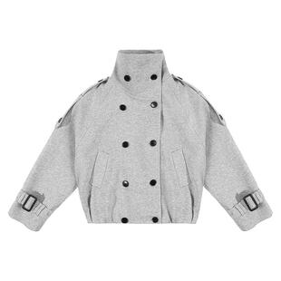 FDR官方店 巨好看卫衣女款今年新款风衣双排扣廓型空气层开衫外套