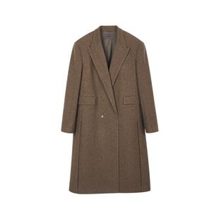 LESS冬季毛呢大衣女绵羊毛韩系宽肩纯色西装感长款外套2O0812130