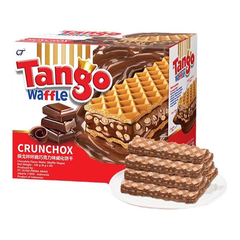 探戈咔咔脆巧克力威化饼牛奶味零食夹心饼干160g临期