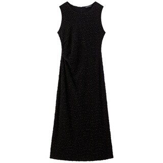 【夜巴黎】太平鸟细闪黑色连衣裙女夏季吊带裙收腰礼服裙法式长裙