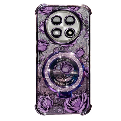 OPPOA5IPRO高级感防摔手机壳oppoa5ipro玫瑰印花电镀闪粉磁吸支架简约ins风小众不撞款网红爆款防汗保护套