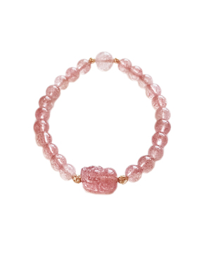 纯然女草莓晶小清新招财貔貅脚链