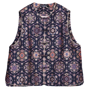 中国丝绸【陆美英黑织金宝相花】宋锦国风新中式高档老钱风马甲