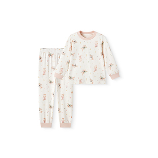 英氏儿童睡衣家居服套装春秋款乳木果秋衣秋裤女童男童女童纯棉