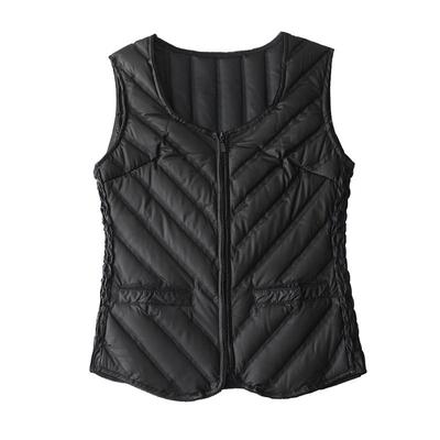 90白鸭绒显瘦短款方领羽绒服马甲