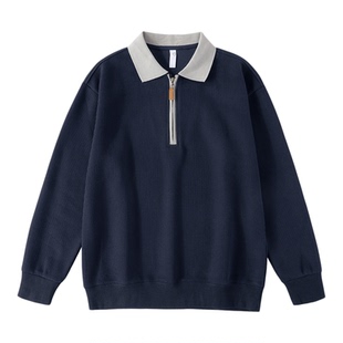 LUUD 知识分子风男士半拉链撞色翻领针织POLO衫秋冬竖纹肌理上衣