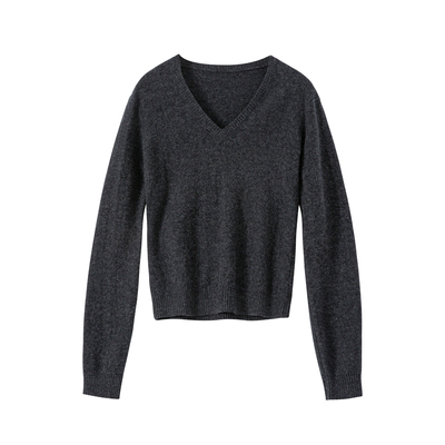 100%羊毛V领修身打底毛衣