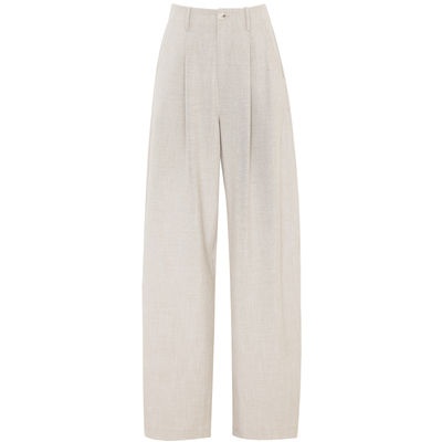 夏莫卡仿亚麻垂感通勤西装裤