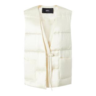 IMM尹默冬柿柿如意主题提花V领90白鹅绒羽绒服马甲外套女