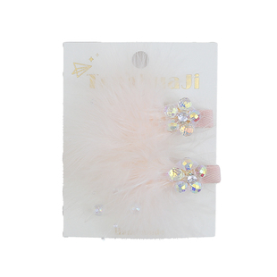 超仙白色花朵羽毛发夹儿童发饰公主风生日头饰公主裙夹子发卡边夹