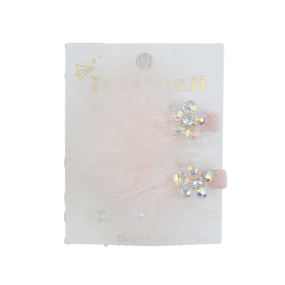 魔丽宝贝白色花朵水钻羽毛发夹