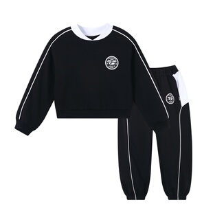 JOJO童装春季新款女童纯棉运动套装儿童宽松洋气卫衣+卫裤亲肤酷