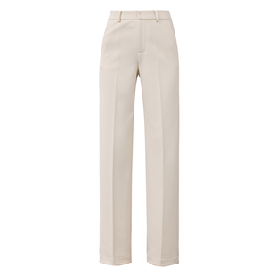 加厚通勤显瘦羊毛西装裤女2025秋冬直筒裤长裤子米白色窄版阔腿裤