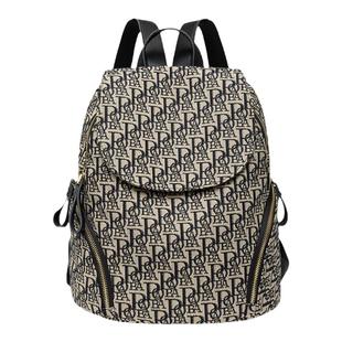 潮牌双肩包老花复古女包大容量翻盖水桶背包休闲旅行包包轻度防水