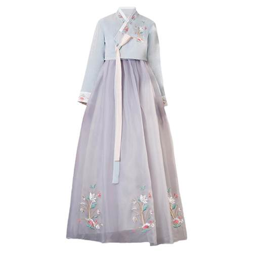 红色韩服长裙写真灰色朝鲜服装鲜族服女大长今民族舞蹈服韩国古装