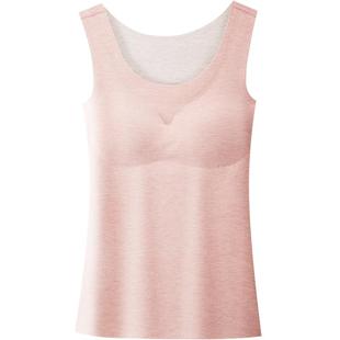 带胸垫免穿文胸保暖背心女士内穿塑身加绒加厚羊毛德绒发热内衣冬