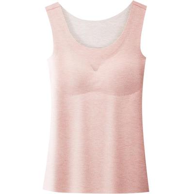 带胸垫德绒纤维羊毛蚕丝保暖背心