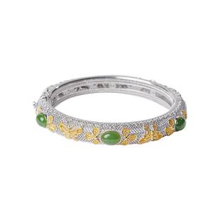 宫里上新银手镯女款纯银和田玉镯子古法2026新款妈妈款生日礼物