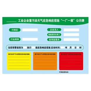 一厂一策公示牌工业企业重污染天气应急响应措施工厂环保环境保护标识牌公告标示牌政策定制定做贴纸警示牌