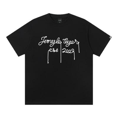 丛林老虎美式字母绳绣纯棉t恤男