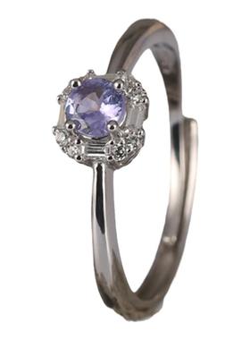 天然坦桑石女戒指纯银时尚气质