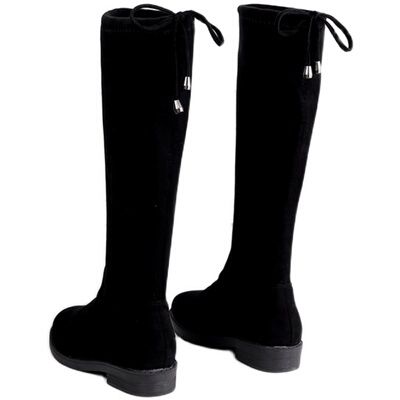 弹力显瘦平跟小个子中筒靴