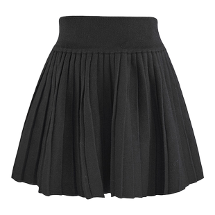 JUNGLE ME经典通勤黑白两色罗纹针织小A裙毛织短裙高腰减龄百搭