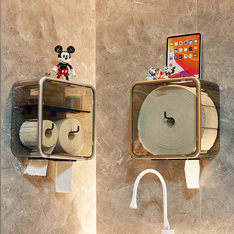 卫生间厕纸盒酒店纸巾盒抽免置物架纸盒打孔卷纸壁挂式器防水大盘