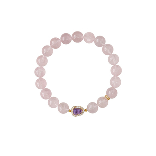 天然马粉水晶女款马达加斯加手串招桃花手链紫水晶葫芦配饰高级感