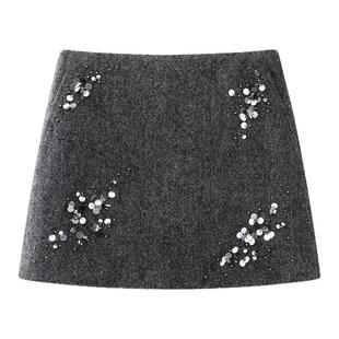 ariosea艾诺丝单官方旗舰店2025冬新钉珠针织衫裙子套装AR184113